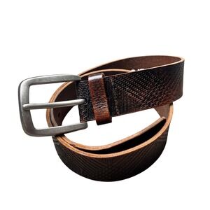 Fossil Mens Brown Textured Genuine Leather Belt Size 32 MB663520132